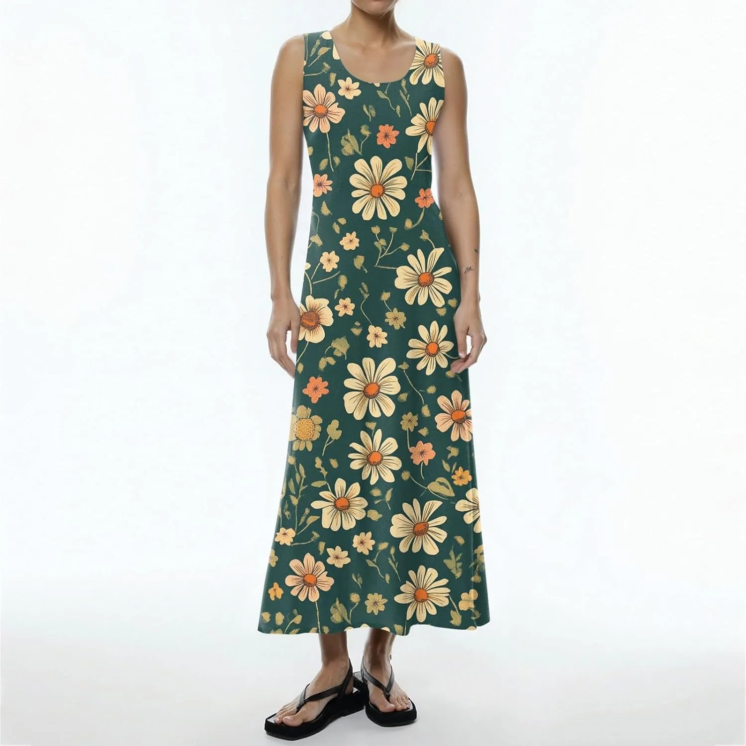 KUIOLYPOER Women Summer Dresses 2025 Casual Button V Neck Pocket Holiday Dress Floral Sundress Boho Beach Dress
