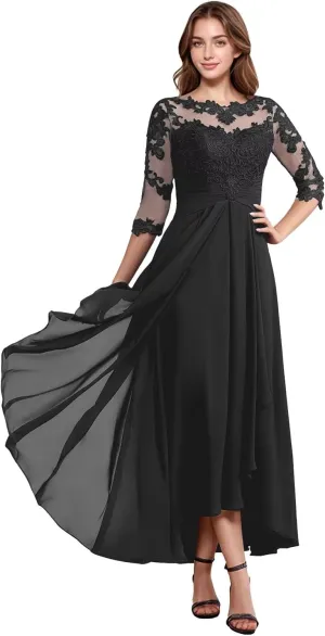 Lace Appliques Mother of The Bride Dresses A Line Chiffon Formal Dresses Evening Gown
