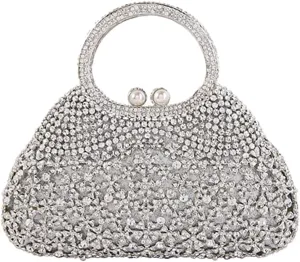 Ladies Elegant Formal Evening Bag Sparkly Clutch Glittering Rhinestone Crystal Handbag and Purse for Wedding Party