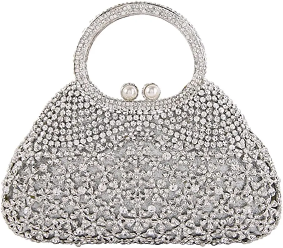 Ladies Elegant Formal Evening Bag Sparkly Clutch Glittering Rhinestone Crystal Handbag and Purse for Wedding Party