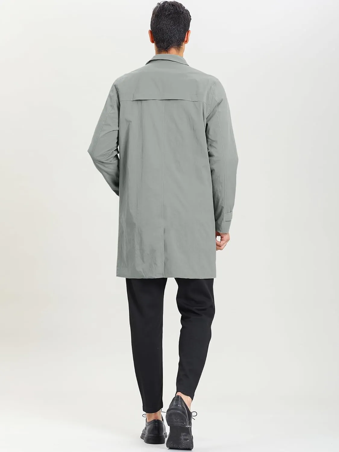 Lars Amadeus Men's Trench Coat Single Breasted Button Down Jacket Long Overcoat