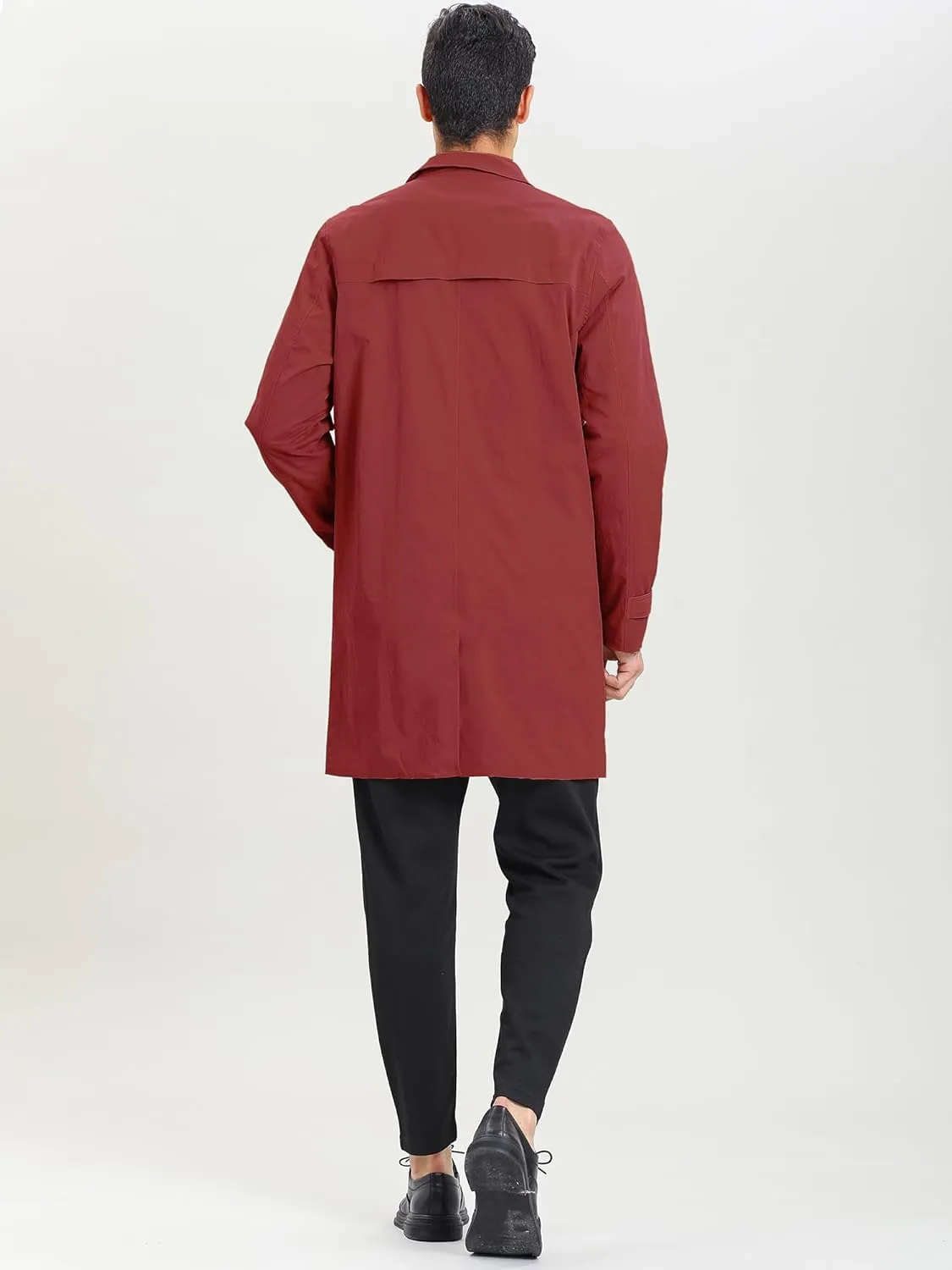 Lars Amadeus Men's Trench Coat Single Breasted Button Down Jacket Long Overcoat