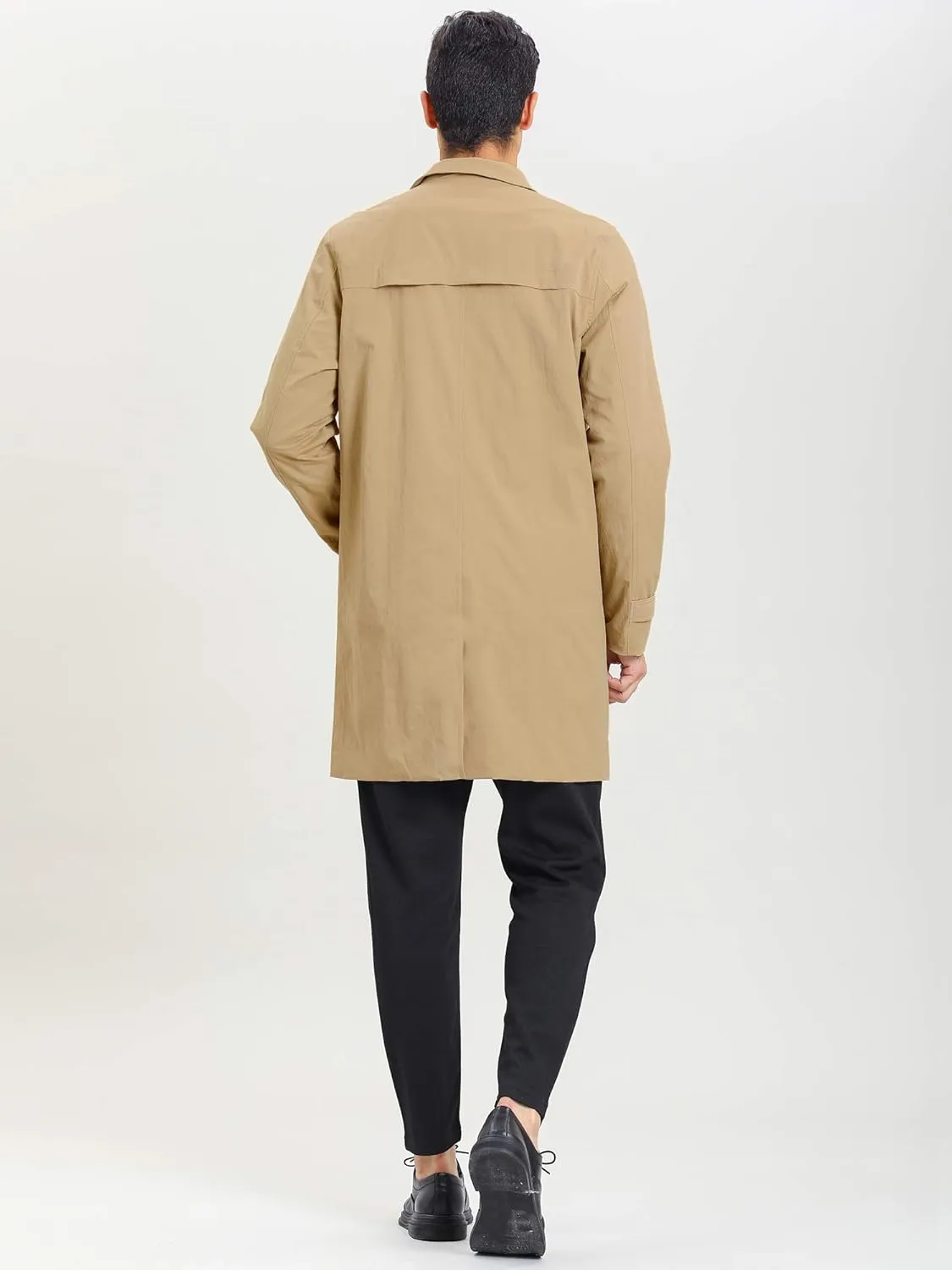 Lars Amadeus Men's Trench Coat Single Breasted Button Down Jacket Long Overcoat