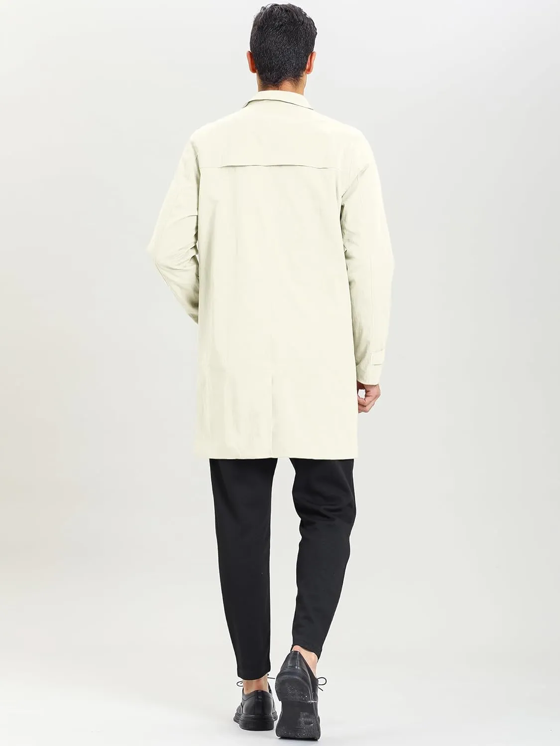 Lars Amadeus Men's Trench Coat Single Breasted Button Down Jacket Long Overcoat