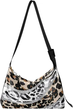 Leopard Zebra Animal Artistic Hobo Crossbody Bags for Women Leather Large Shoulder Bag Cross Body Trendy Womens Tote Bags Handbag for Travel Shopping
