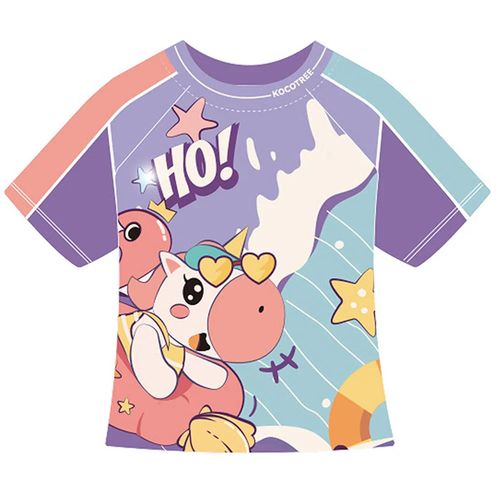 Little Surprise Box 2 PCS Flamingo Float Unicorn Tshirt & Shorts set Swimwear for Kids & Toddlers