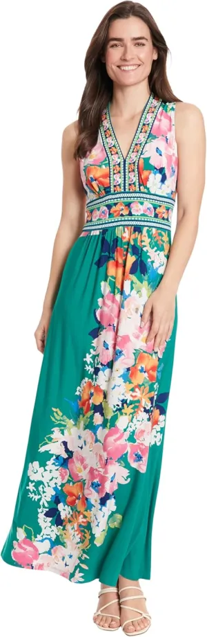 London Times Sleeveless V-Neck Maxi Casual Dresses for Women