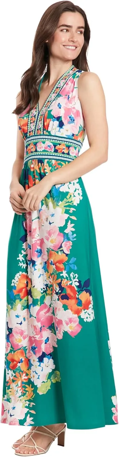 London Times Sleeveless V-Neck Maxi Casual Dresses for Women
