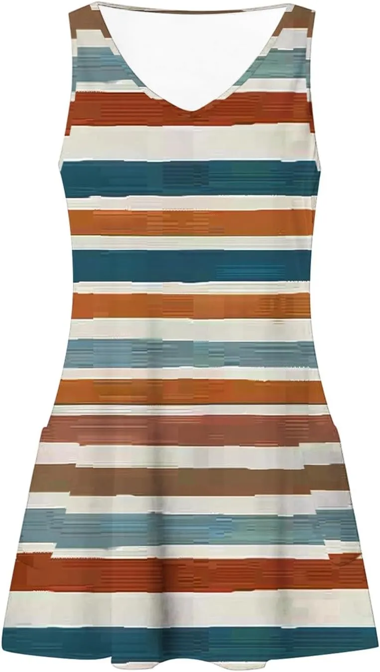 maisdgop Womens Summer Dresses Trendy Wide Strap Floral Print Beach Dresses Loose V Neck Sleeveless Sundresses with Pockets