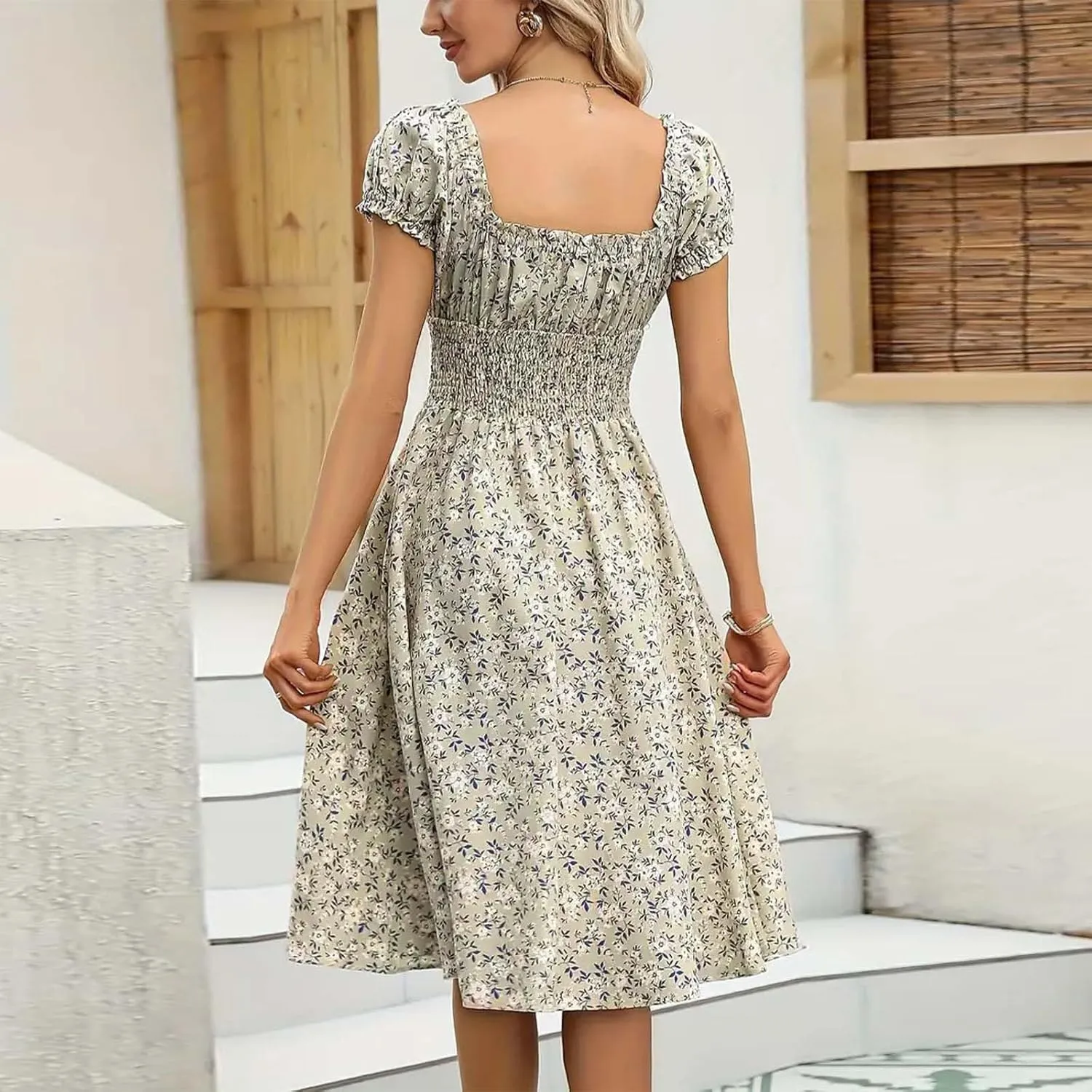 Maxi Dresses for Women Summer Vocation Short Sleeve V Neck Casual Dress A Line Loose Fit Flowy Long Dress
