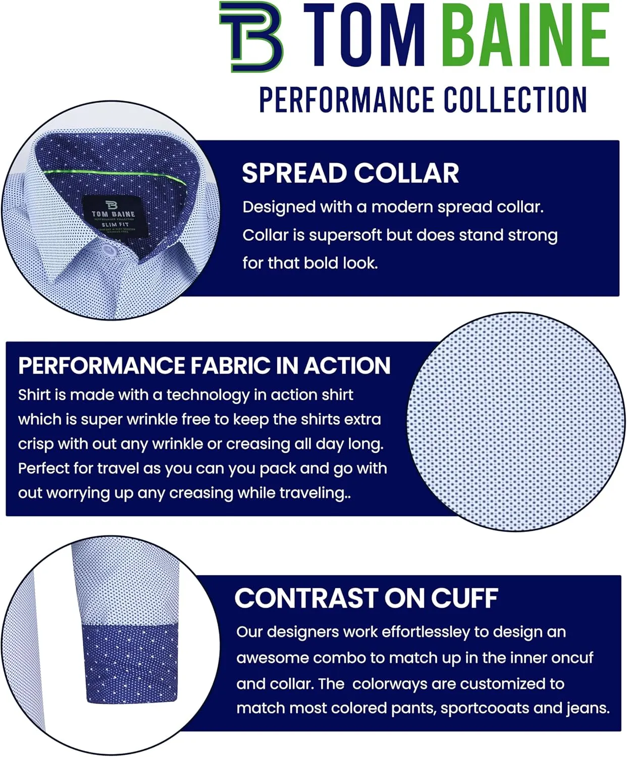 Men Slim Fit Performance Long Sleeve Solid Dress Shirt