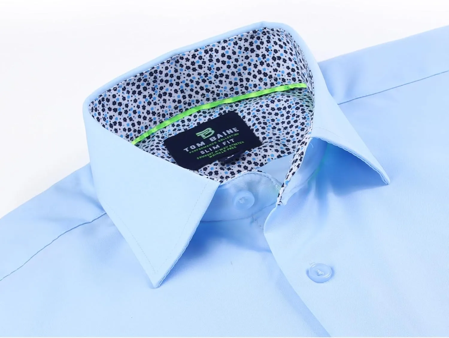 Men Slim Fit Performance Long Sleeve Solid Dress Shirt