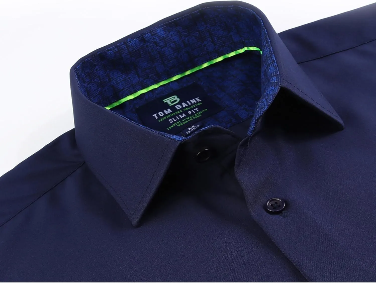 Men Slim Fit Performance Long Sleeve Solid Dress Shirt
