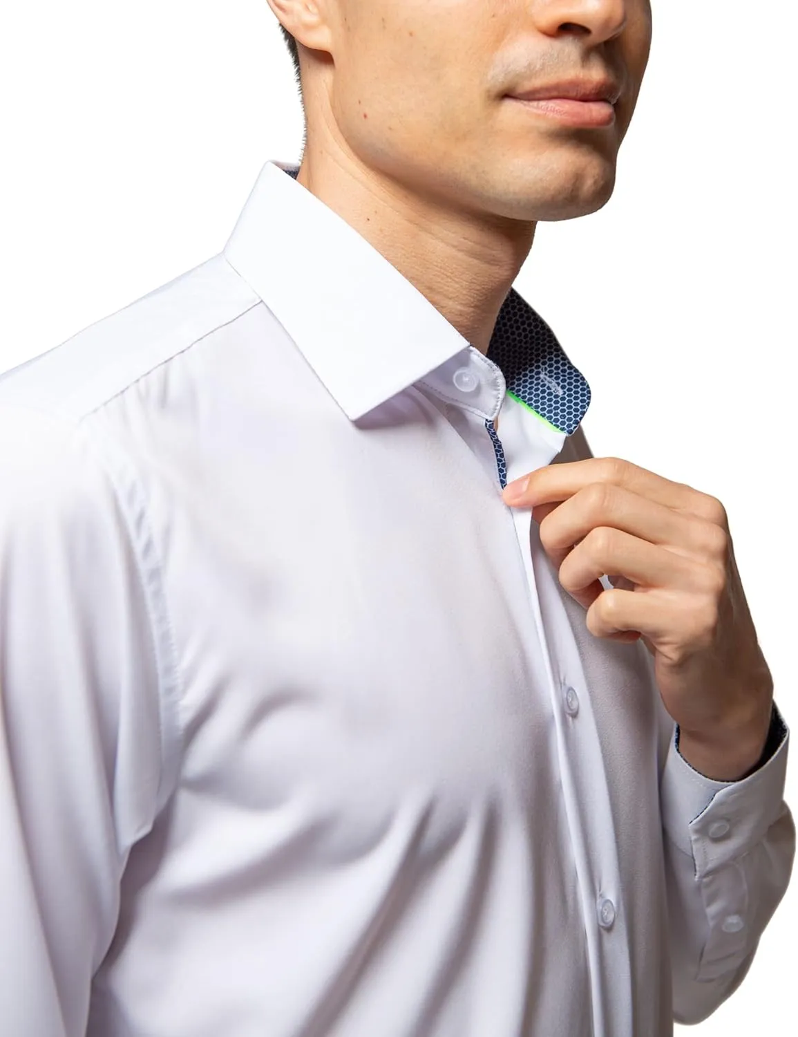 Men Slim Fit Performance Long Sleeve Solid Dress Shirt