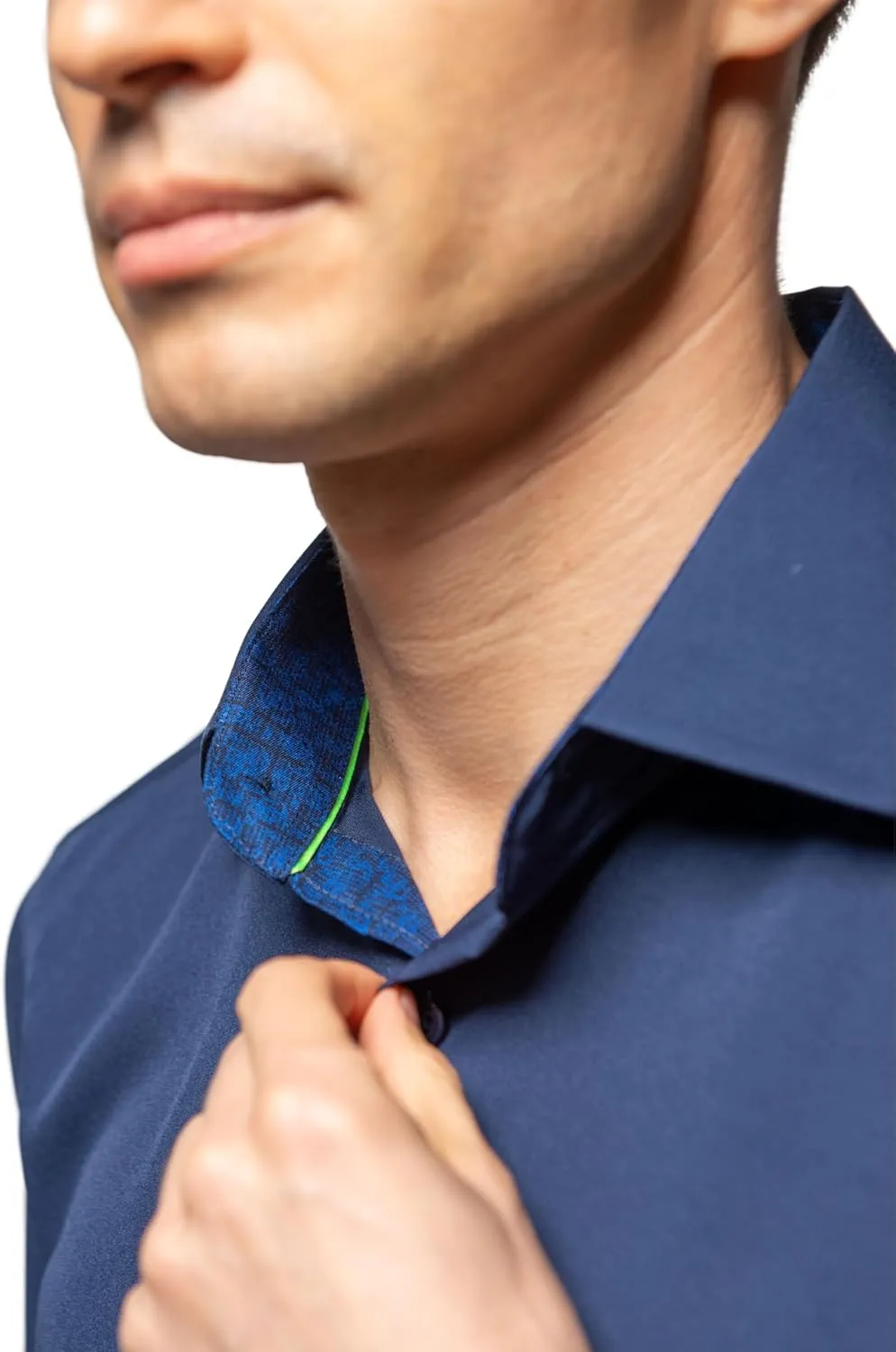 Men Slim Fit Performance Long Sleeve Solid Dress Shirt