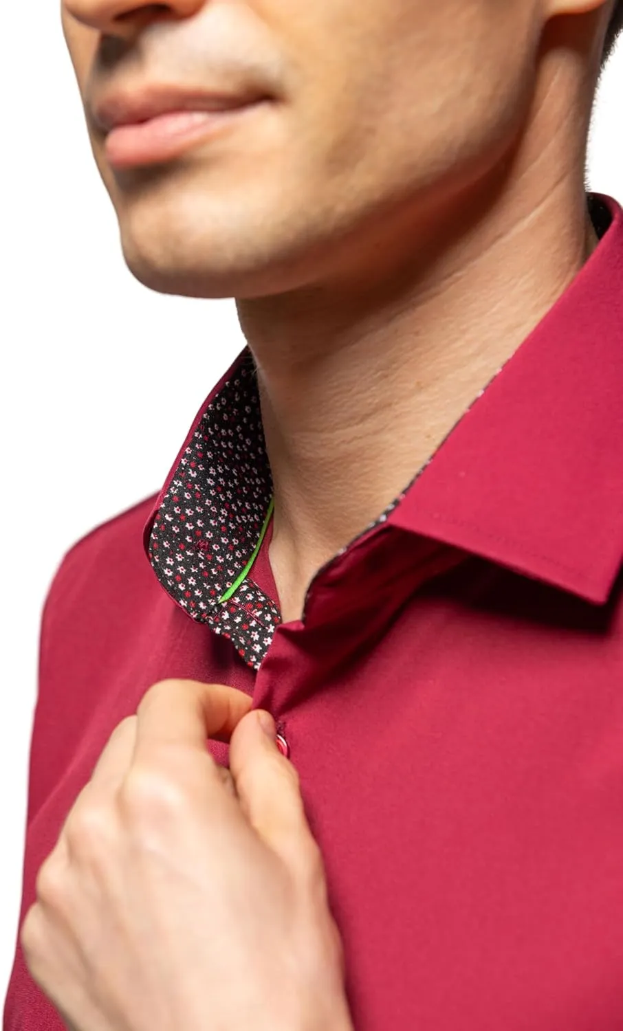Men Slim Fit Performance Long Sleeve Solid Dress Shirt