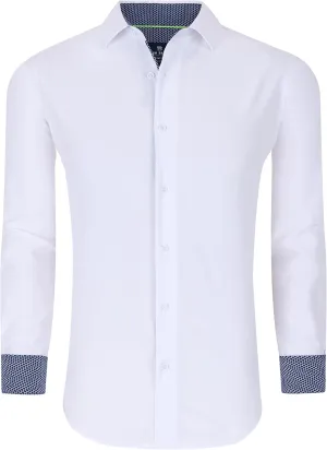 Men Slim Fit Performance Long Sleeve Solid Dress Shirt