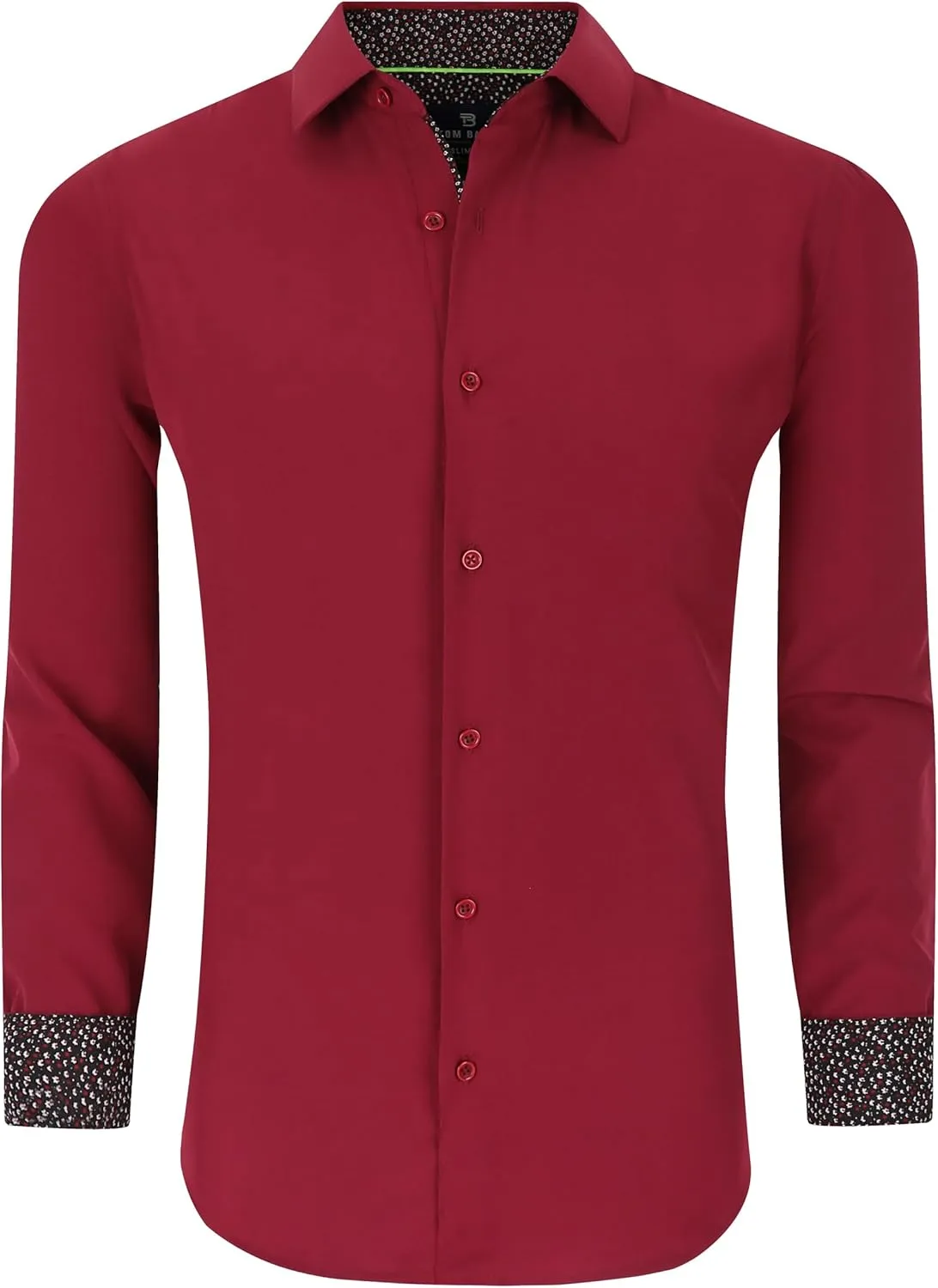 Men Slim Fit Performance Long Sleeve Solid Dress Shirt