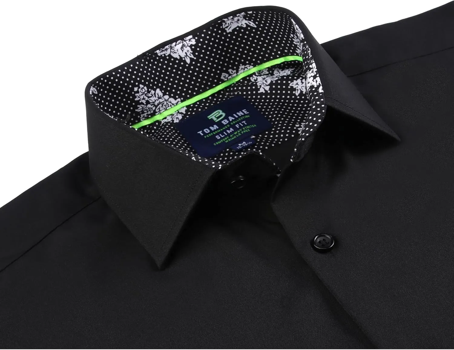 Men Slim Fit Performance Long Sleeve Solid Dress Shirt