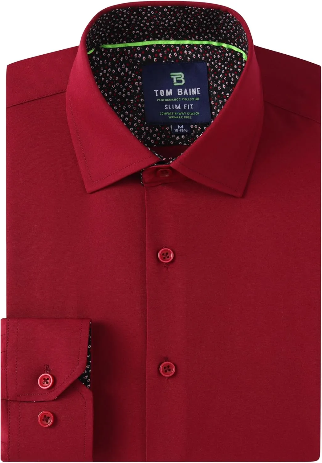 Men Slim Fit Performance Long Sleeve Solid Dress Shirt