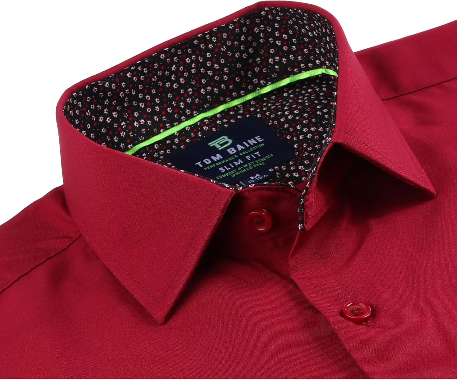 Men Slim Fit Performance Long Sleeve Solid Dress Shirt