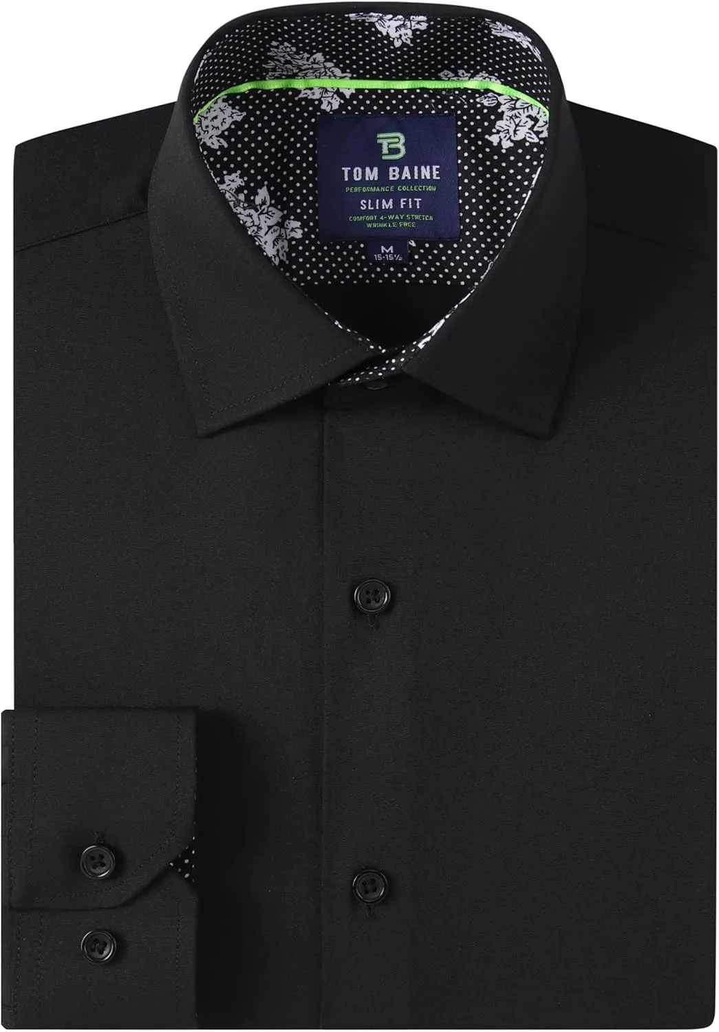 Men Slim Fit Performance Long Sleeve Solid Dress Shirt