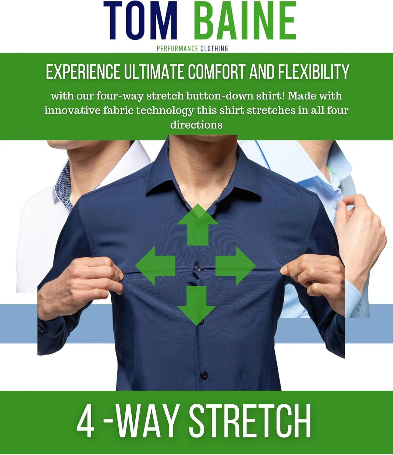 Men's Performance Stretch Long Sleeve Basic Button Down