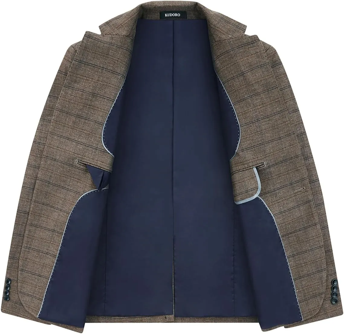 Mens Plaid Suit Tweed Slim Fit 2 Piece Casual Suits for Men One Button Tuxedo Suits Set Blazer Jacket & Pants Set