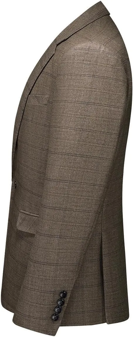 Mens Plaid Suit Tweed Slim Fit 2 Piece Casual Suits for Men One Button Tuxedo Suits Set Blazer Jacket & Pants Set