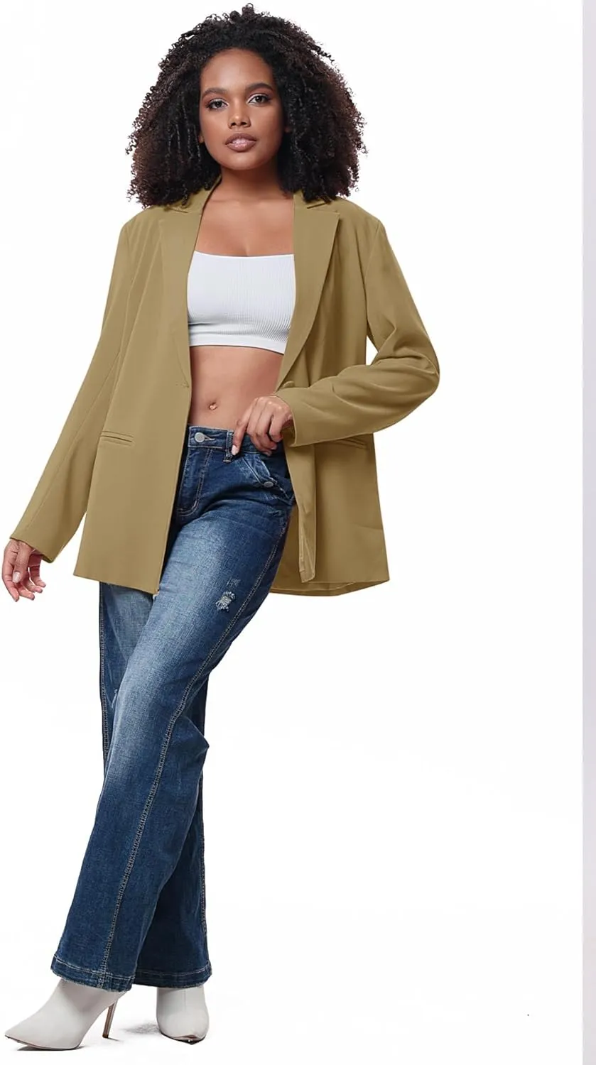 Micoson Womens Casual Oversized Blazers Work Office Suit Jackets Open Front Blazer Cardigan