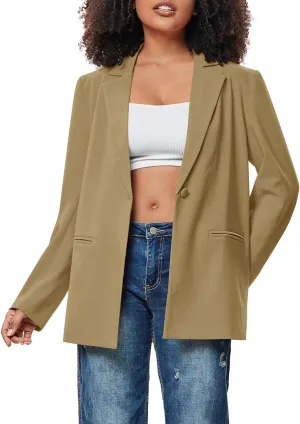Micoson Womens Casual Oversized Blazers Work Office Suit Jackets Open Front Blazer Cardigan