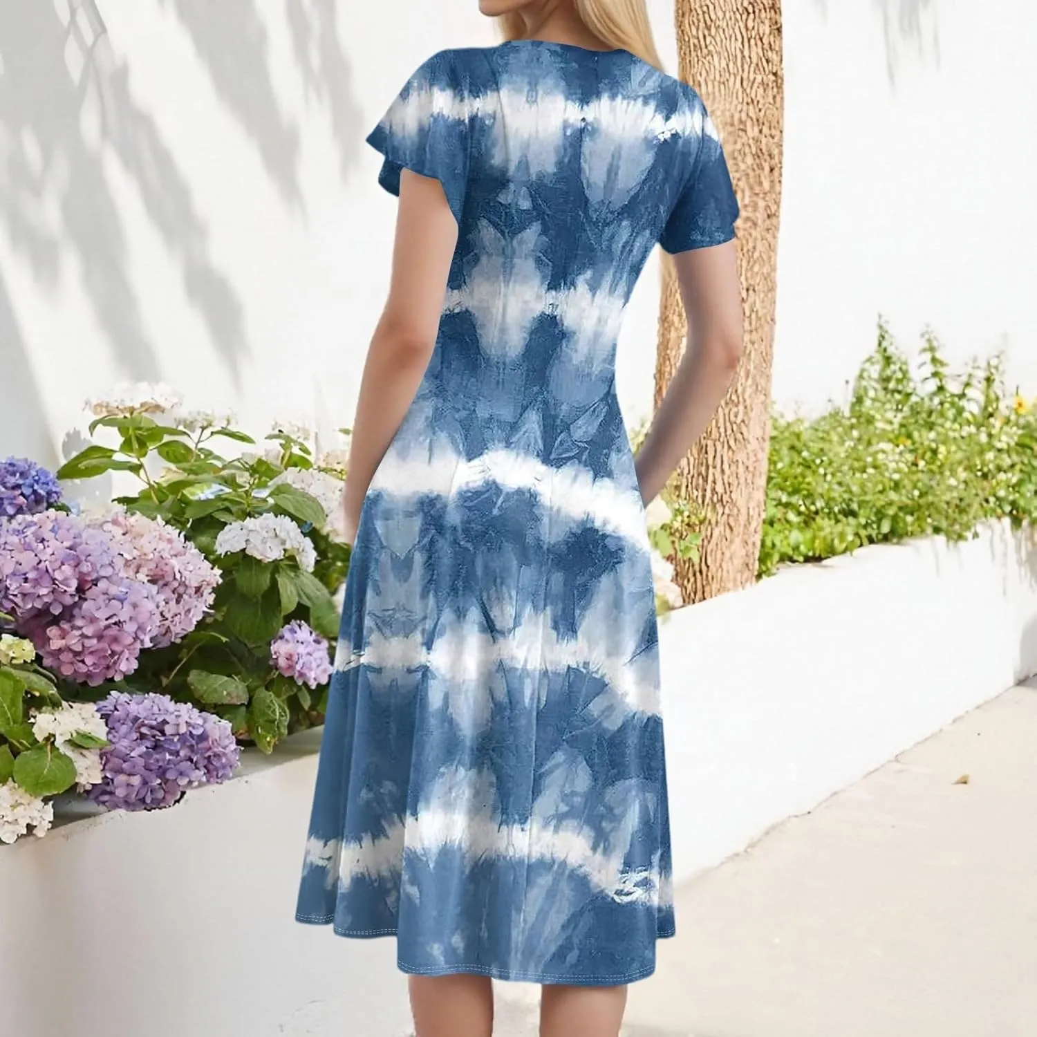 Midi Dresses 2025 Short Sleeve Deep V Neck Summer Casual Plus Size Split Fashion Casual Wedding Guest Dress