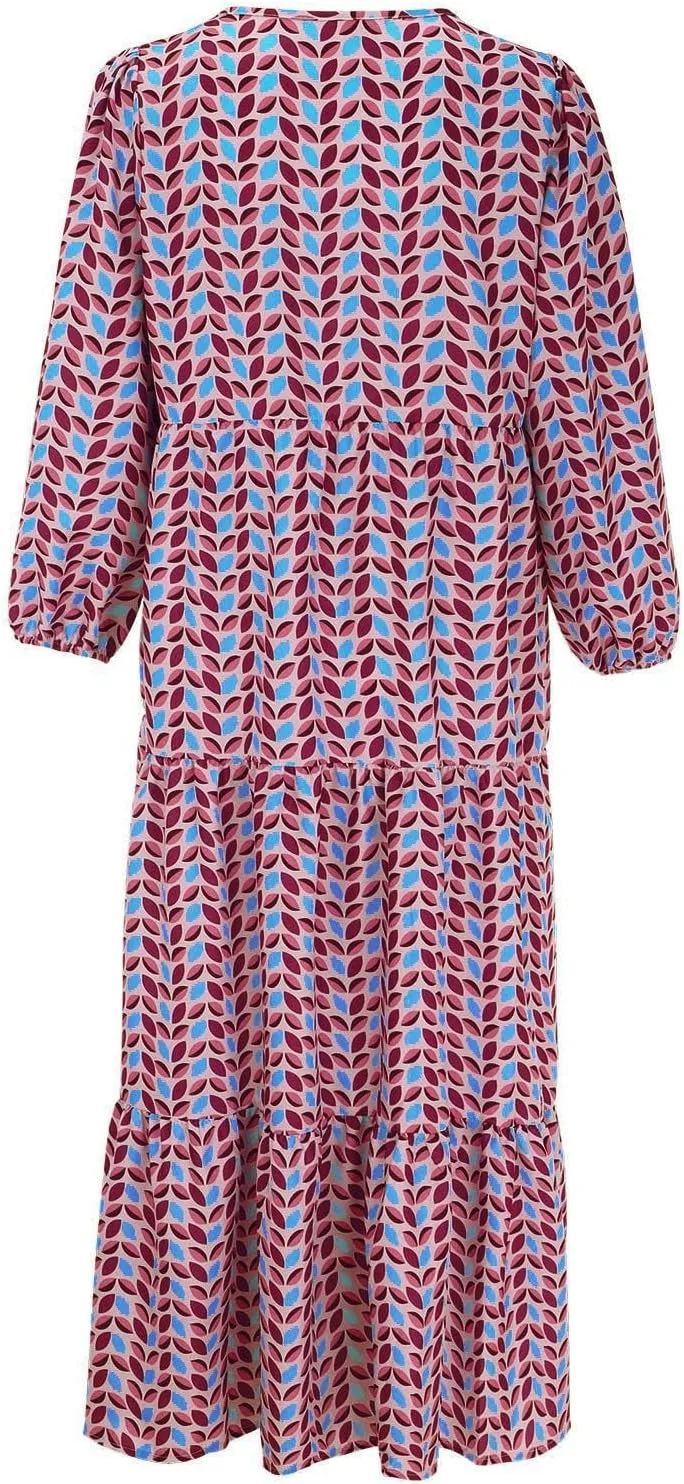 Milk Maid Dress for Women 2025 Floral Print Puff Sleeve Short Sleeve Maxi Dress with Elastic Waist Summer Casual Outfit