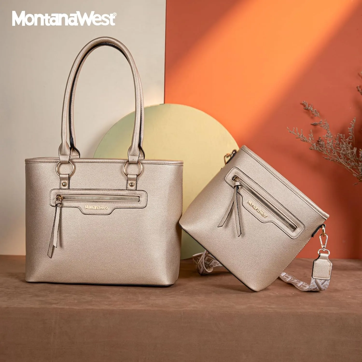 Montana West 2Pcs Handbags Sets for Women Large Tote Bags Cute Crossbody Purses