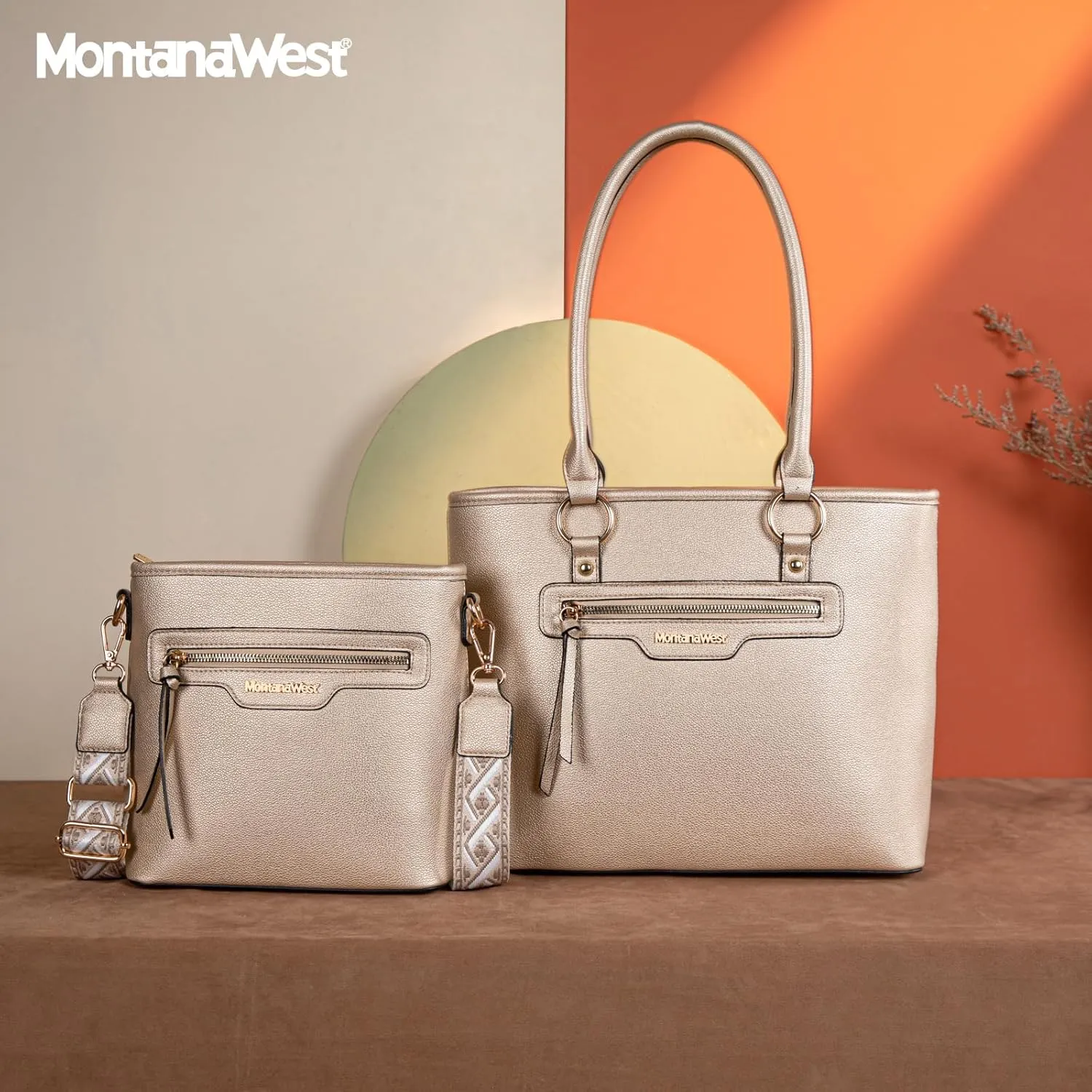 Montana West 2Pcs Handbags Sets for Women Large Tote Bags Cute Crossbody Purses