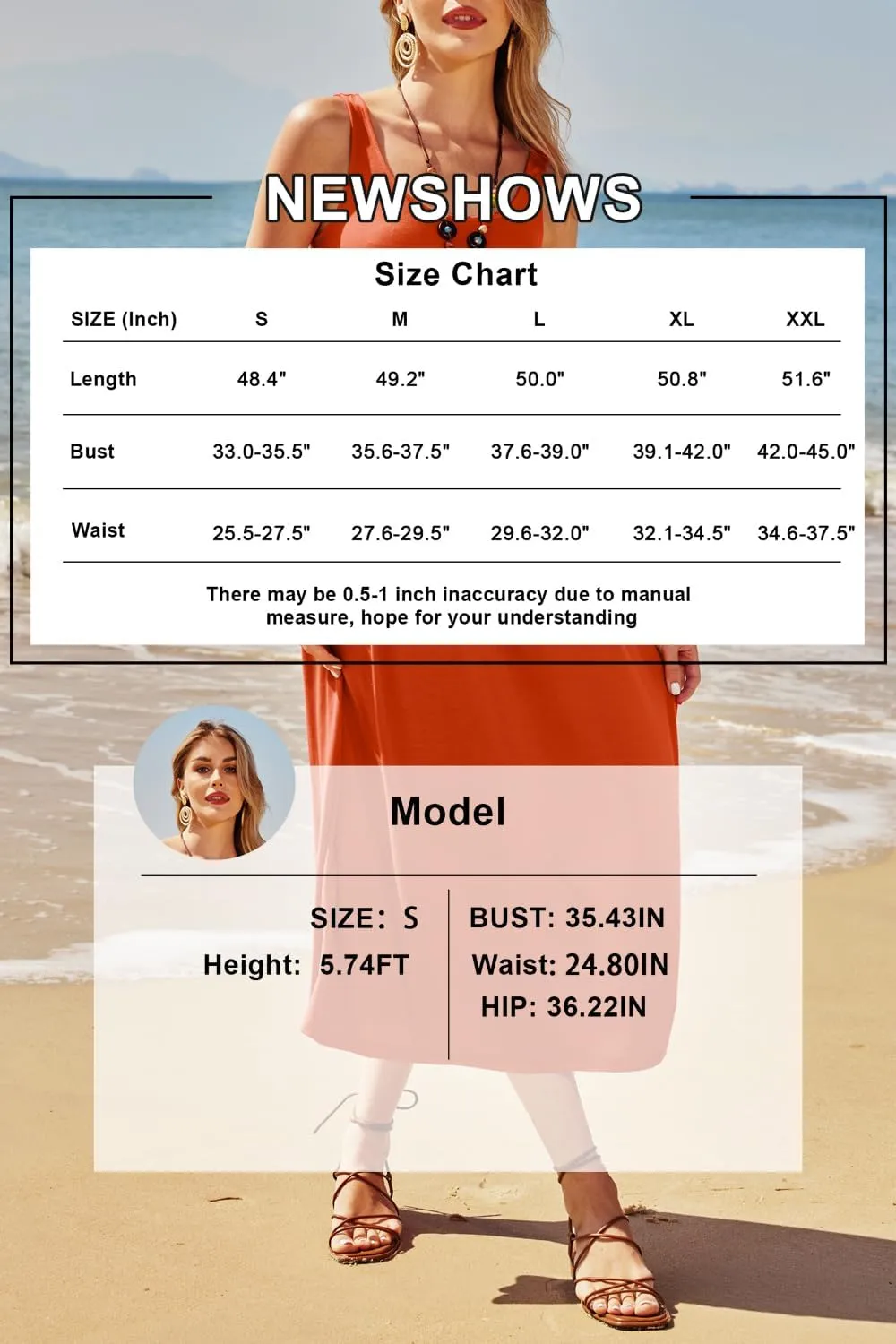 Newshows Women's 2024 Summer Sundresses Casual Beach Vacation Outfits Long Flowy Sleeveless Tank Maxi Dress with Pockets