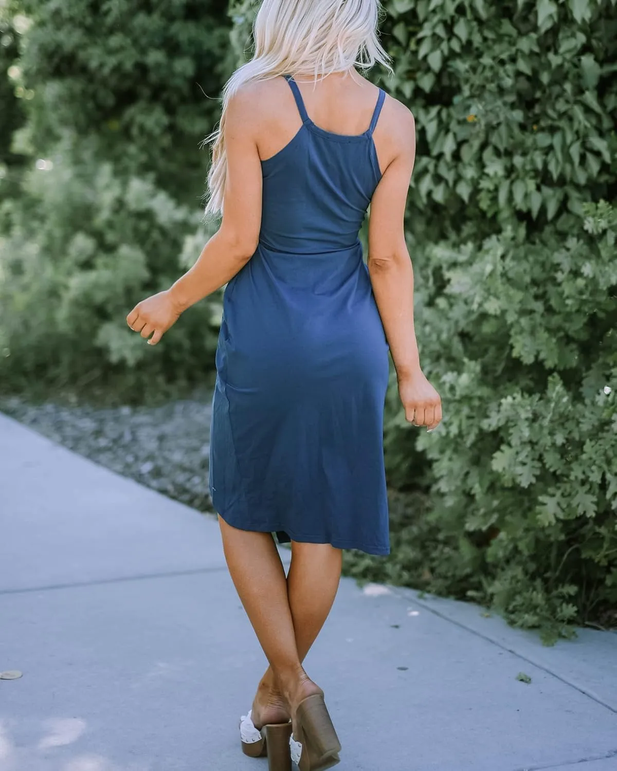 NOLLSOM Women Casual Sleeveless Striped Tank Midi Dresses Halter Neck Ruched Bodycon Dresses Tie Waist T Shirt Summer Dress