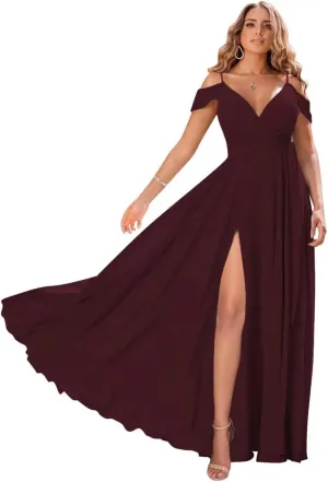 Off Shoulder Bridesmaid Dresses 2025 New Chiffon Pleated Wedding Guest Dresses Formal Evening Dress for Women,R49