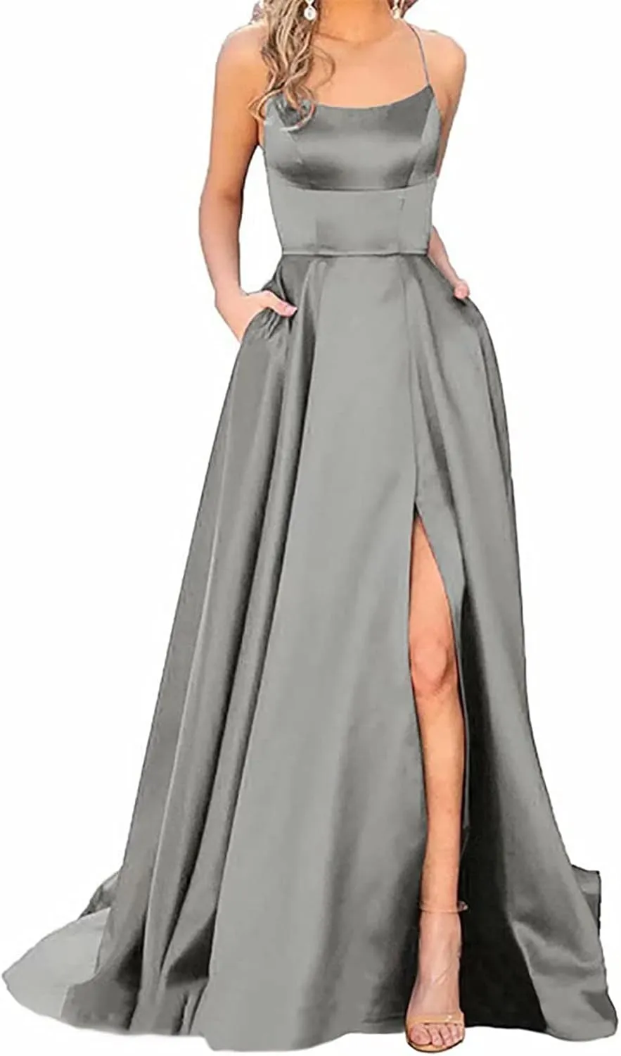 Off Shoulder Prom Evening Gowns Elegant V Neck Short Sleeve Wrap Formal High Split Wedding Guest Dress