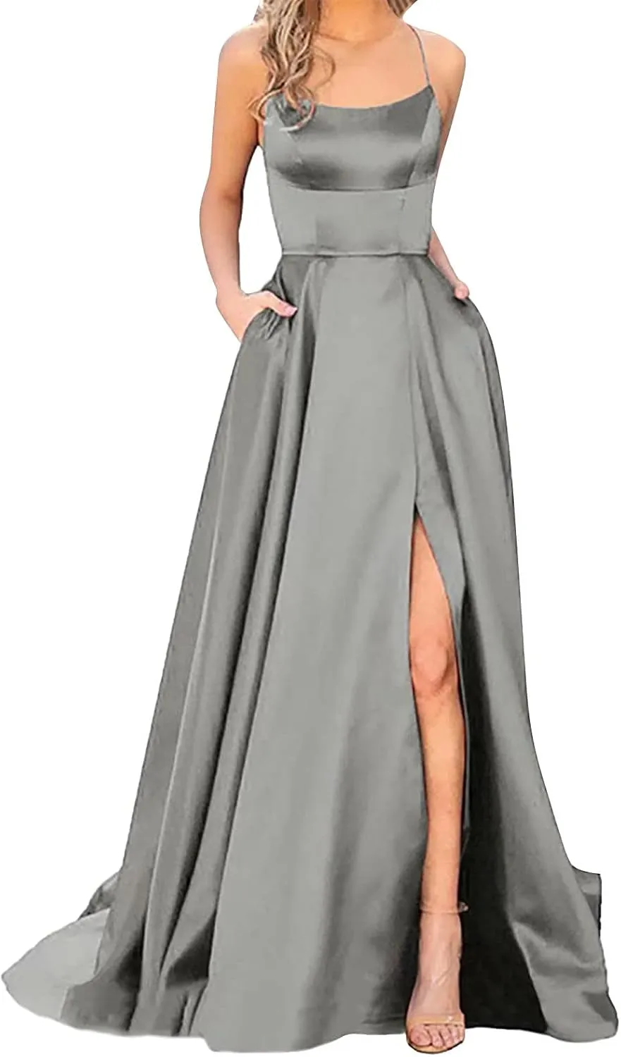 Off Shoulder Prom Evening Gowns Elegant V Neck Short Sleeve Wrap Formal High Split Wedding Guest Dress