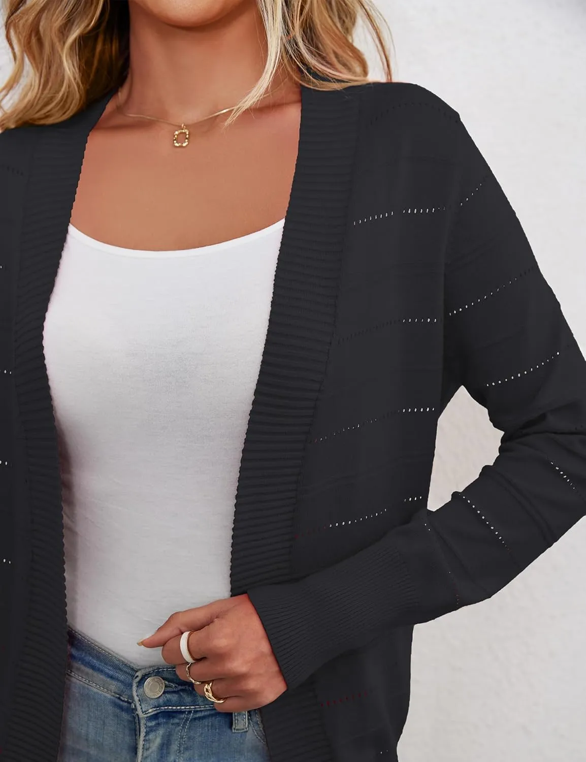 OmicGot Women's Long Sleeve Open Front Chunky Cable Knit Loose Cardigan Sweater