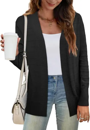 OmicGot Women's Long Sleeve Open Front Chunky Cable Knit Loose Cardigan Sweater