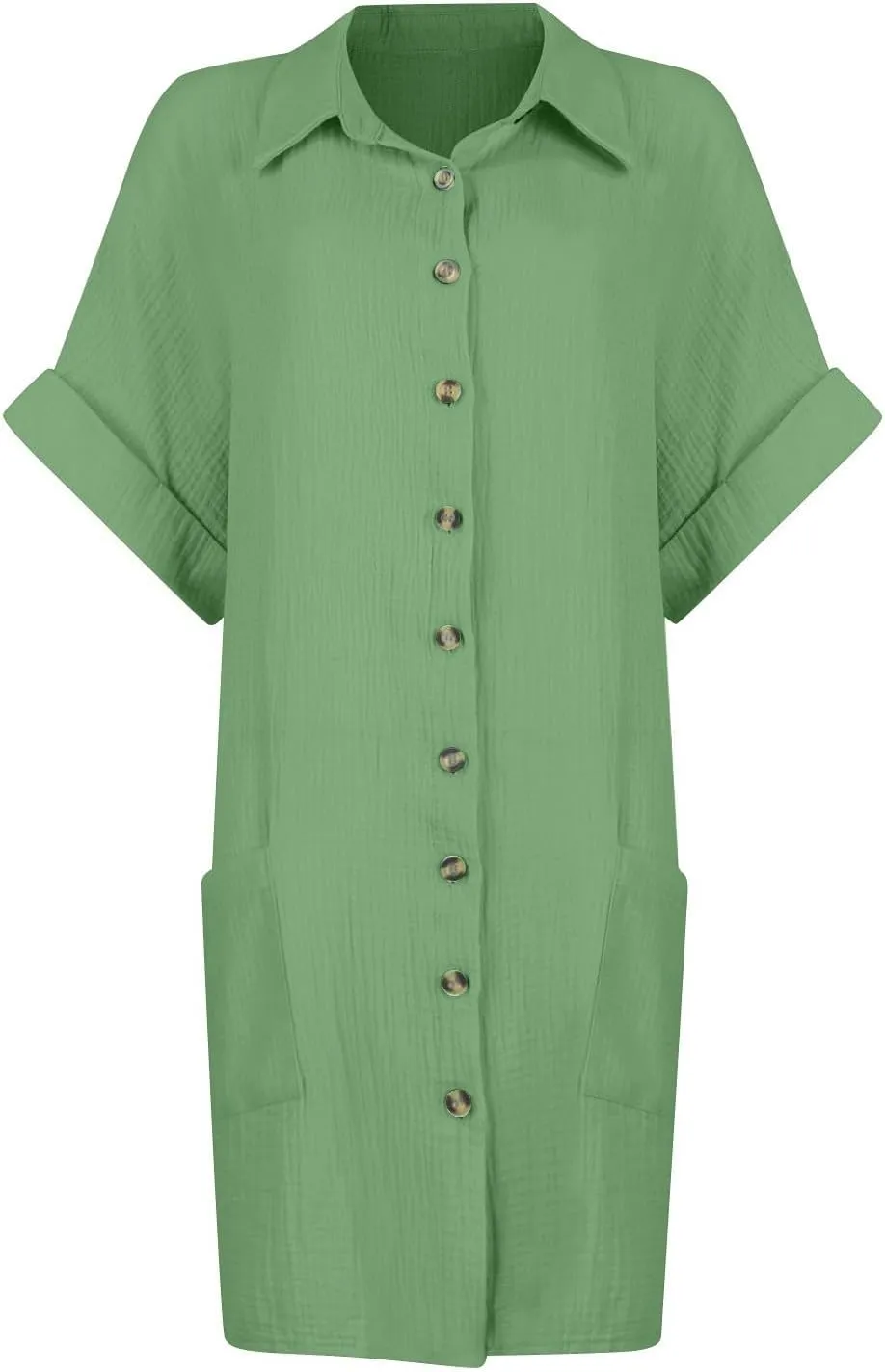 Palaver Summer Dresses for Women 2025 Casual Button Down Short Sleeve Tshirt Dress Beach Vacation Midi Dresses with Pockets