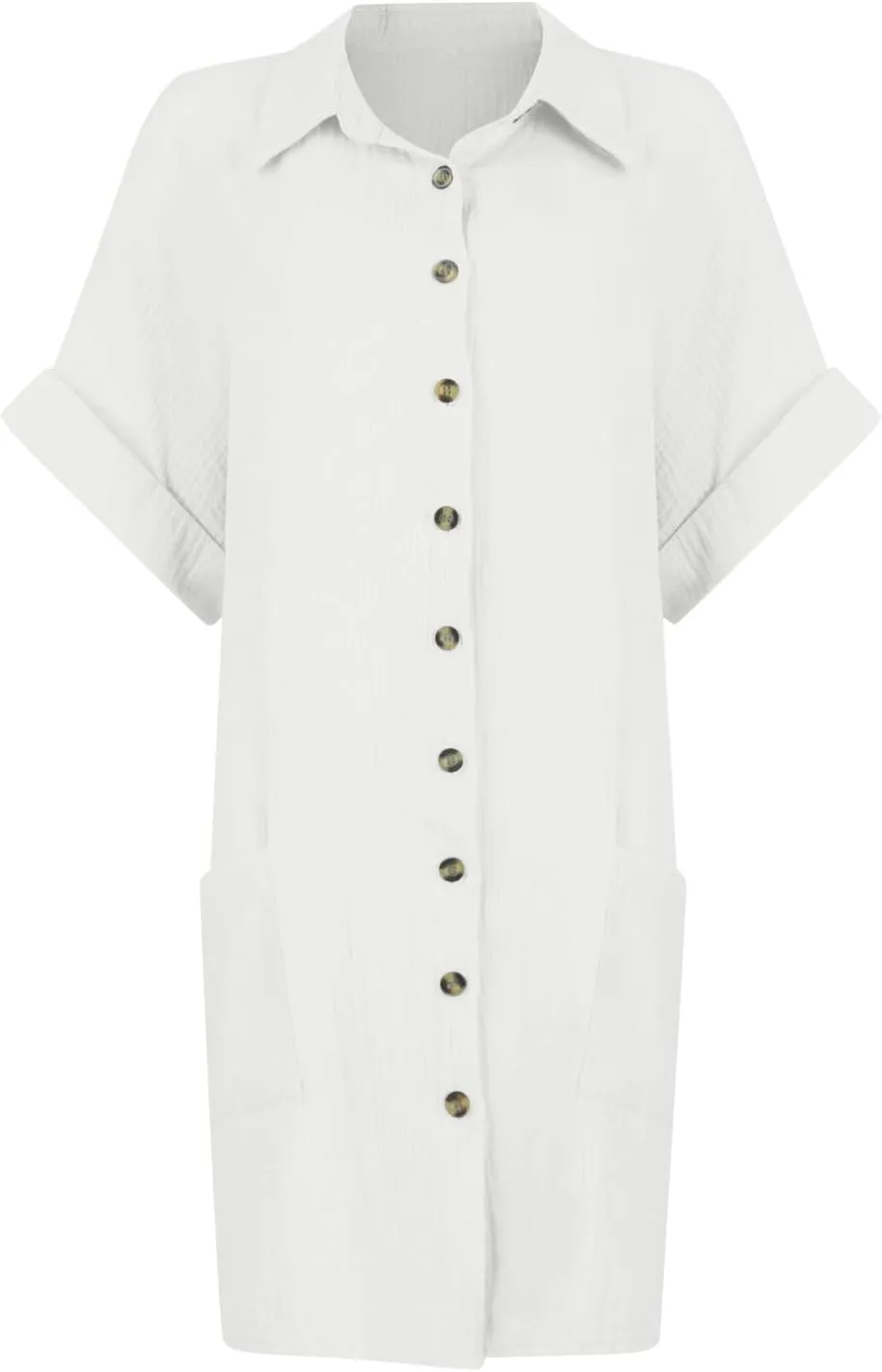 Palaver Summer Dresses for Women 2025 Casual Button Down Short Sleeve Tshirt Dress Beach Vacation Midi Dresses with Pockets