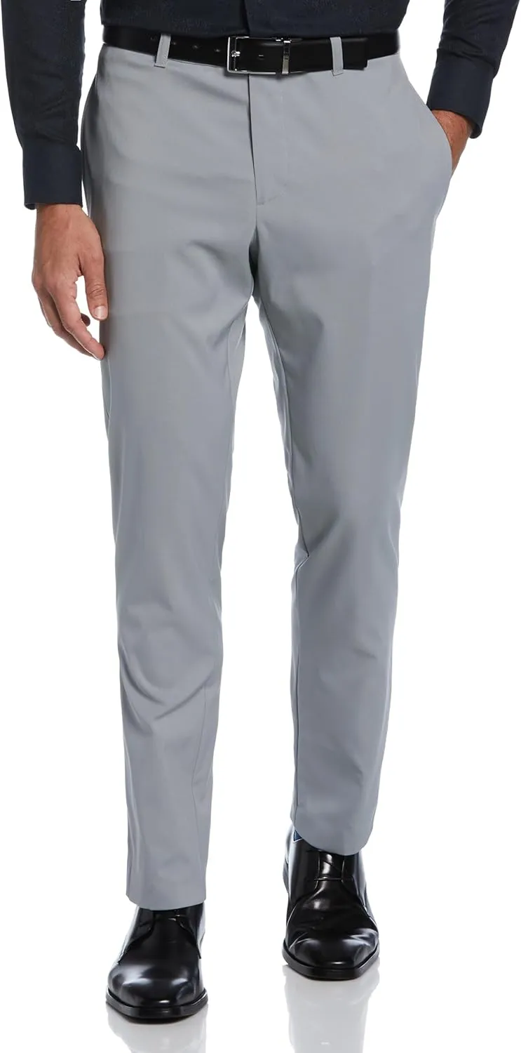Perry Ellis Portfolio Slim Fit Men's Dress Pants, Flat Front, Stretch Fabric, Soft and Durable Slacks for Men