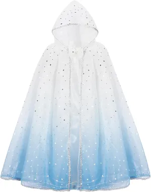PHOGARY Princess Cape Princess Cloak Princess Hooded Cape Princess Fancy Dress Halloween Costume Birthday Party Cosplay Princess Dress Up for Girls
