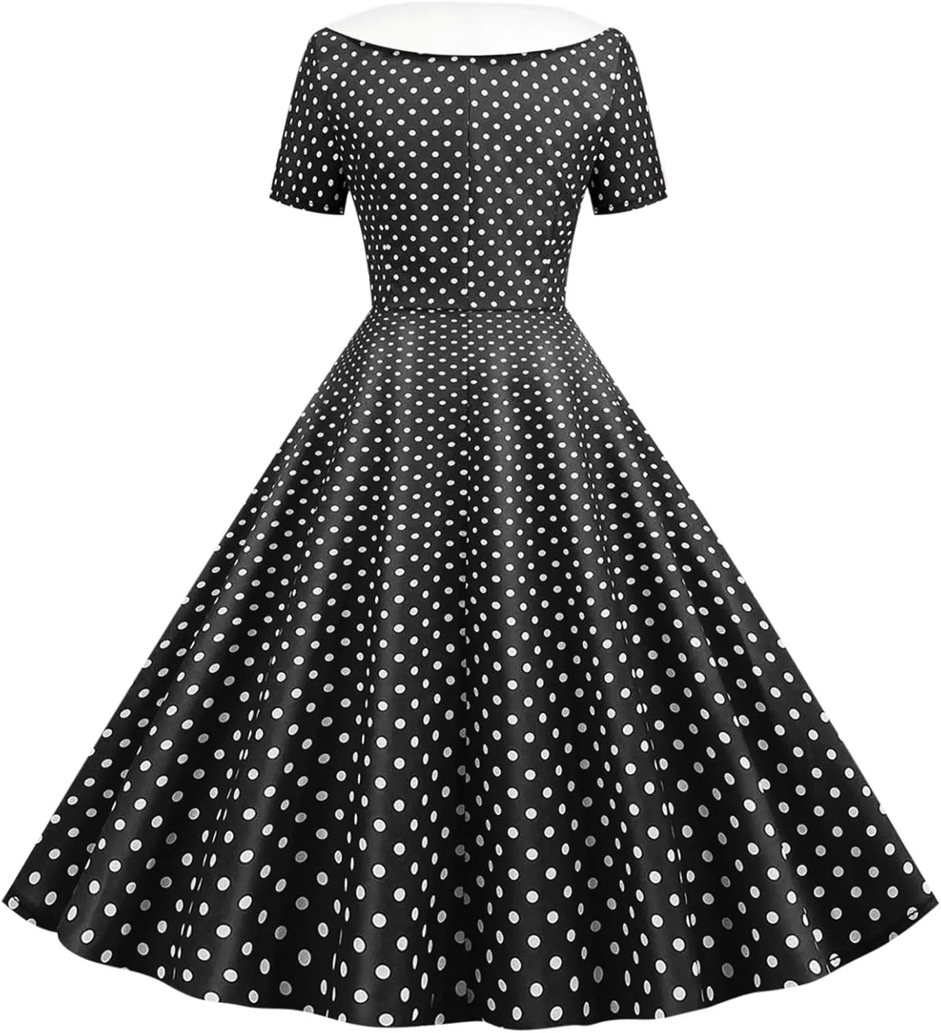 Polka Dot Dress for Women Vintage Style Button Down Dress with Collar and Belt Vintage