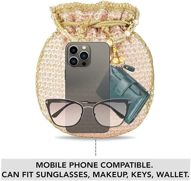 Potli Bags for Women Evening Bag Clutch Ethnic Bride Purse with Drawstring (FPB03)