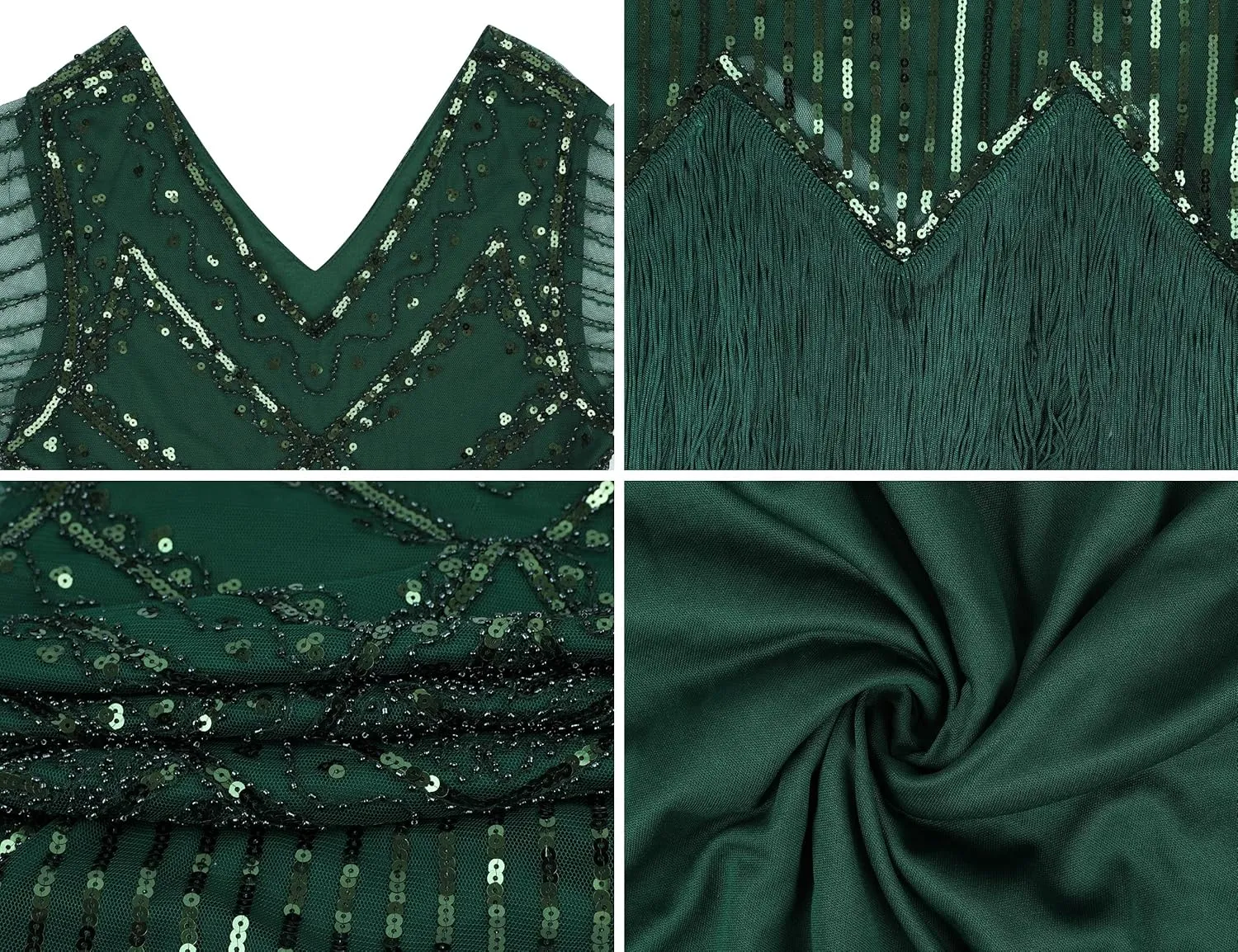 PrettyGuide Women's 1920s Flapper Dress Short Sleeve Glitter Sequin Inspired Fringed Party Cocktail Dresses
