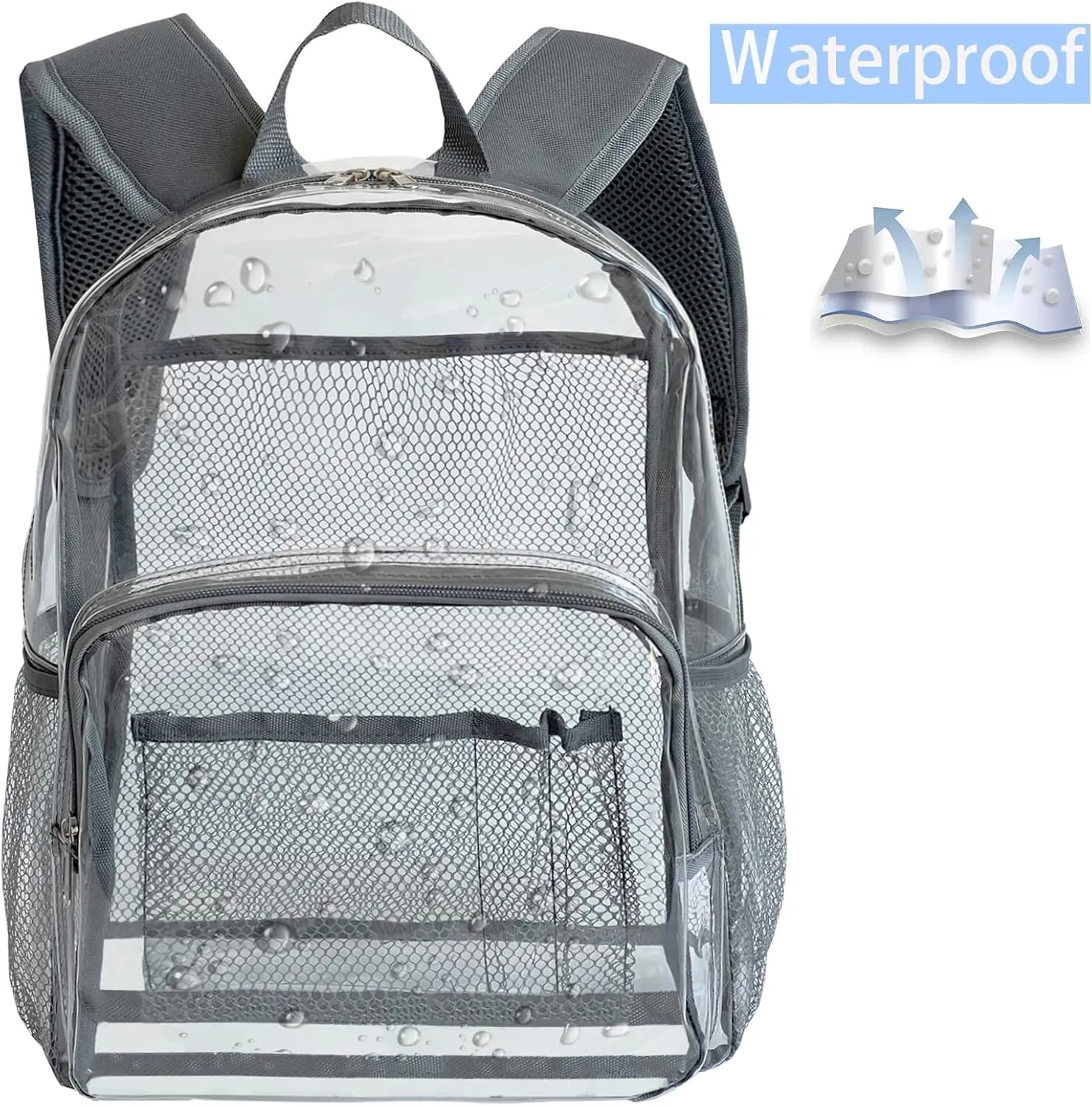Purple Clear Backpack Heavy Duty - Large See Through Pvc Bookbag for Girls Women Stadium Approved Transparent Plastic Backpacks for School Concert Sport Venues Work Travel